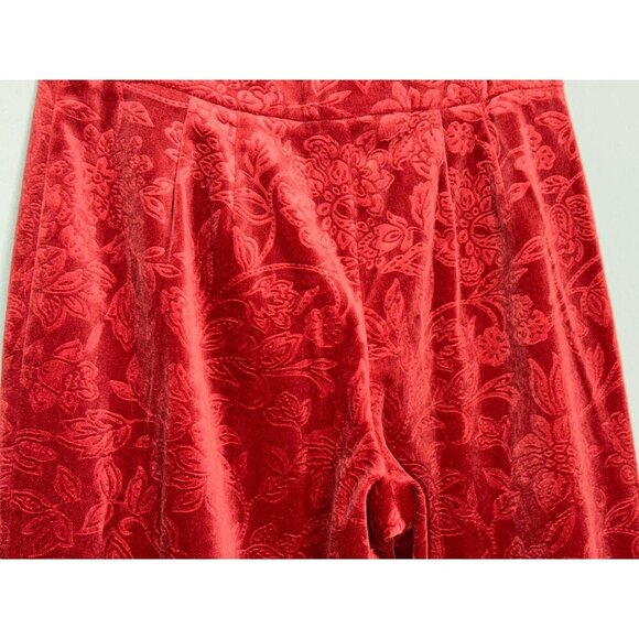 VTG Talbot's Women's 4 Red Velvet Printed Floral Stretch Retro Bootcut Mid-Rise - Picture 9 of 11